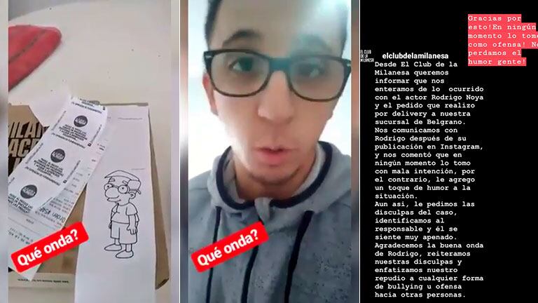 Rodrigo Noya recibió un dibujo de Milhouse en el delivery y denunció bullying