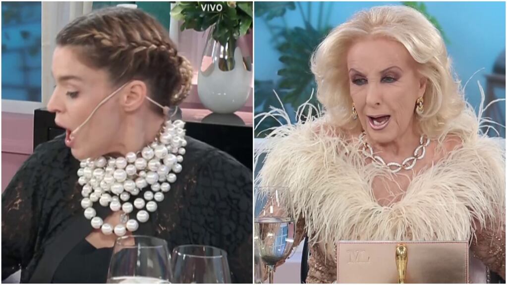 Leticia Brédice y su blooper en la mesa de Mirtha... ¡se le cayó la copa!