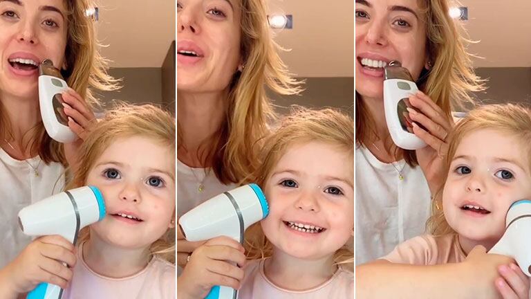¡Ardieron las redes! Fuertes críticas a Jésica Cirio por compartir un video de su hija Chloe pasándose por la cara la maquinita de la polémica
