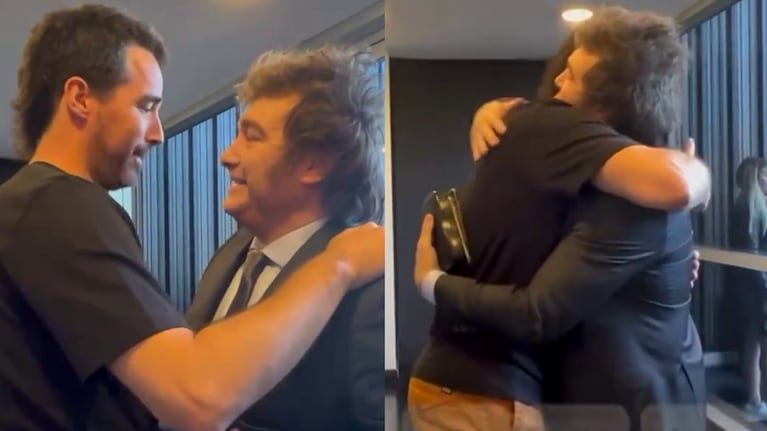 Así llegó Javier Milei al programa de Mirtha Legrand: el cálido abrazo con Nacho Viale