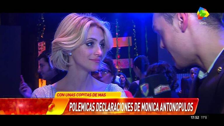 Mónica Antonópulos, enojada en los Martín Fierro por el triunfo de Maite Zumelzú y ¿con algunas copitas de más?
