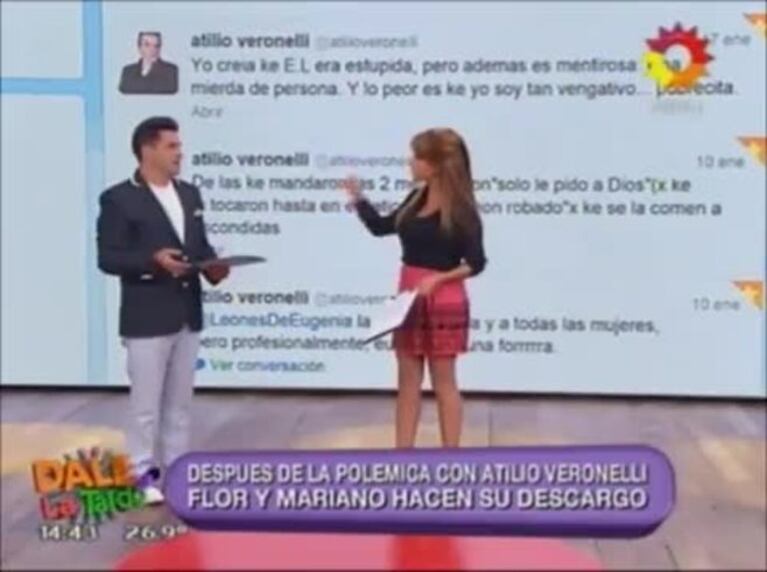 El descargo de Florencia Peña: "Atilio Veronelli cree que así hay que tratar a una mujer"