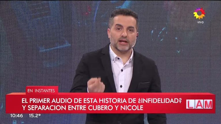 Ángel de Brito mostró uno comprometedor audio de Cubero hablando de Cosentino tras ser vinculado a Nicole Neumann