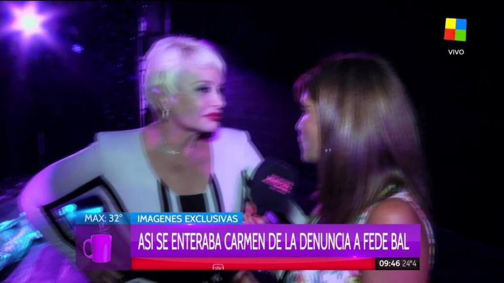 La reacción de Carmen Barbieri al enterase en una nota que habría una orden de detención para Fede tras la pelea en el local de comidas