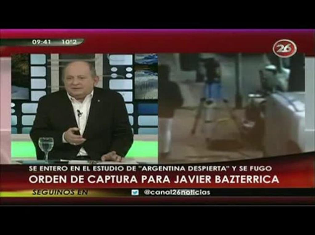 La huída de Javier Bazterrica de un canal de TV