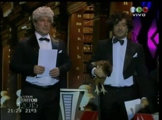 Pablo y Pachu en la fiesta de los 25 años de Telefe