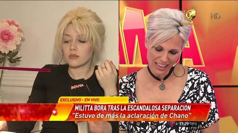 El picante cruce de Militta Bora y David Kavlin en Infama