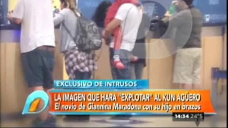 En Intrusos mostraron una foto del hijo del Kun Agüero a upa del novio de Gianinna Maradona y... mirá la reacción de ella en Twitter
