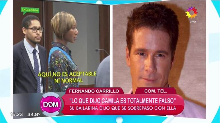 Fernando Carrillo se defendió de la denuncia de acoso y le cortó al aire a Mariana Fabbiani