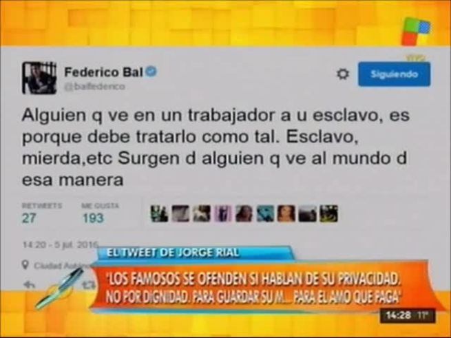 Fede Bal apuntó furioso contra Rial en Twitter, tras su fuerte mensaje: la respuesta del periodista en TV
