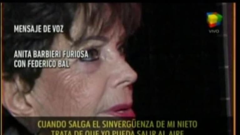 El exabrupto de Anita Barbieri a su nieto, Fede Bal