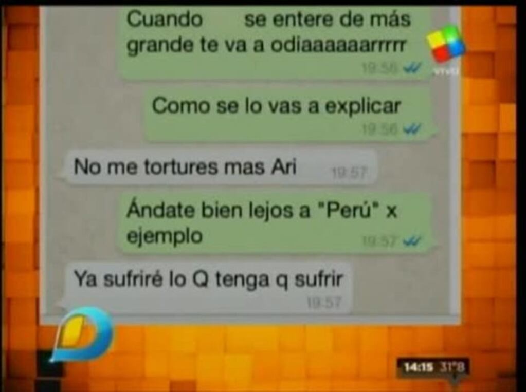 En Intrusos mostraron la conversación de WhatsApp de Gisela Bernal y Ariel Diwan del sábado por la noche, tras su discusión por el ADN de su hijo