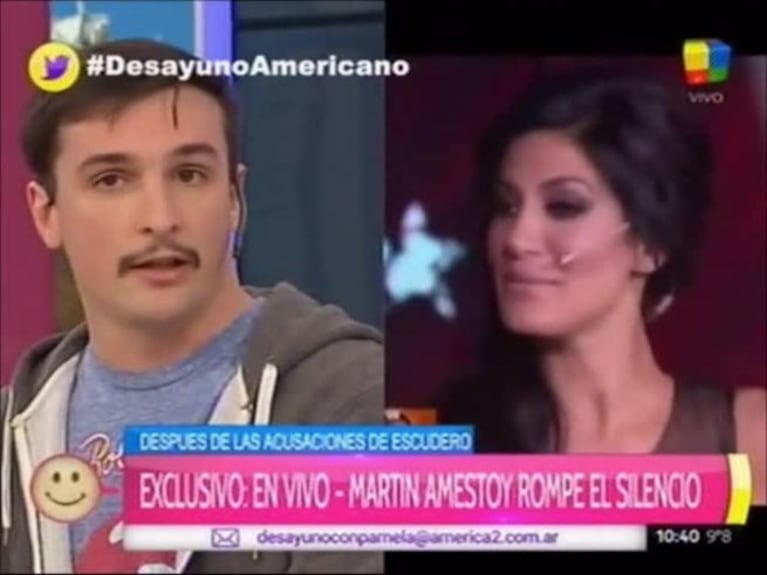 Amestoy negó haber sido violento con Silvina Escudero y aseguró: "Cuando la vi en Intrusos la vi muy mal y me dio pena"