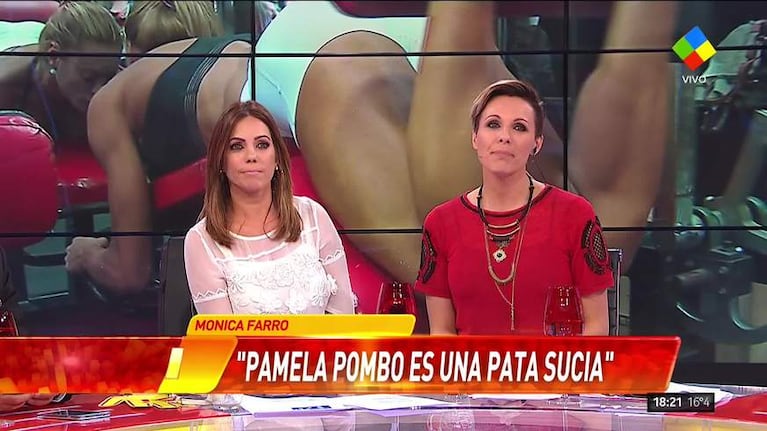 Pamela Pombo y Mónica Farro se cruzaron en el vivo de Infama