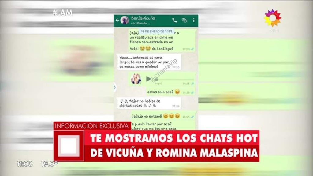 Los supuestos chats entre Benjamín Vicuña y Romina Malaspina
