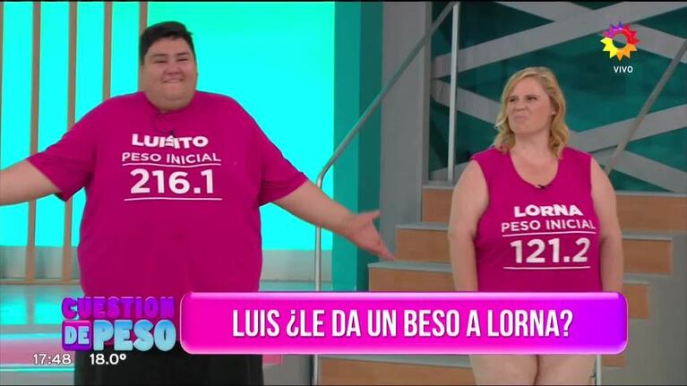 Mirá el beso de Lorna y Luisito en Cuestión de Peso