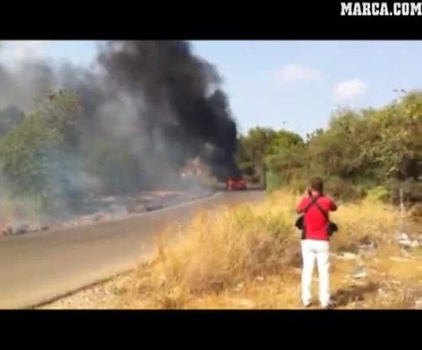 Cómo se prendió fuego la Ferrari de Ever Banega