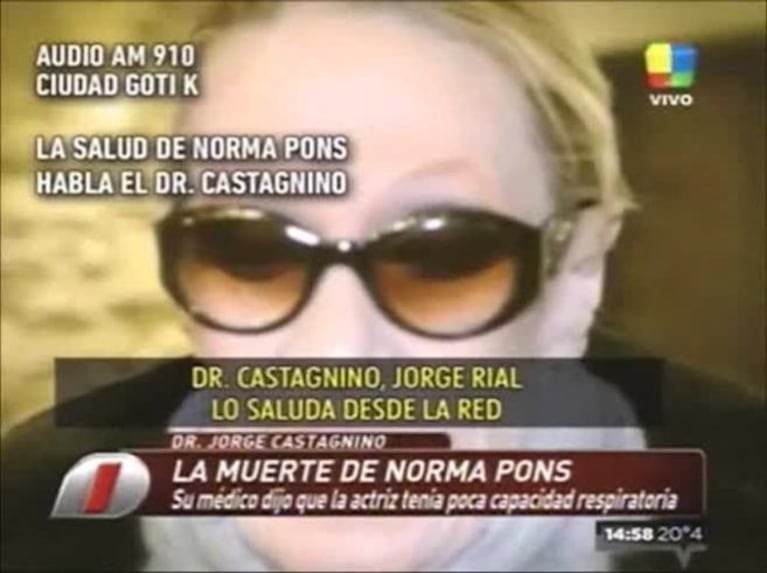 Habló el médico de Norma Pons: "Tenía el 40 por ciento de capacidad respiratoria"