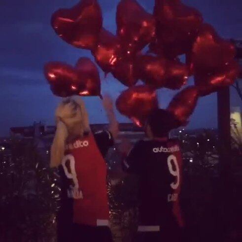 La suelta de globos de Mauro Icardi y Wanda Nara en honor a Newell's