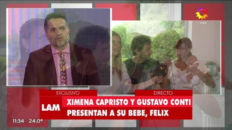 Ximena Capristo con su bebé en TV