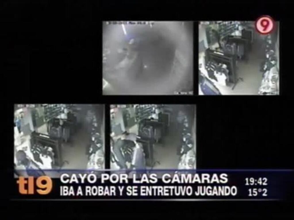 El ladrón que robó, jugó y lo pescaron: el video insólito del día