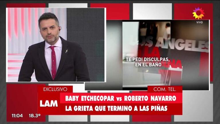 Baby Etchecopar admitió la pelea con Roberto Navarro: "Le pedí disculpas y empezó a tirarme trompadas en el baño"