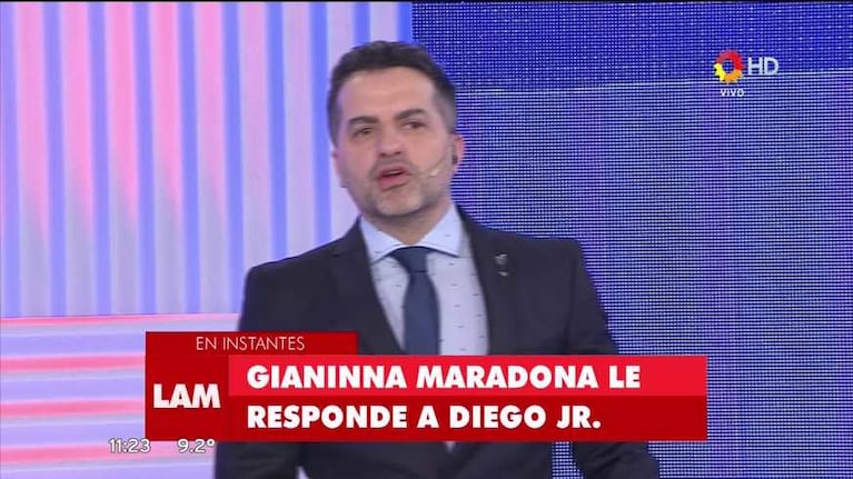 El tenso cruce de Gianinna Maradona con Diego Junior en vivo: "Vos tendrás otros dos hermanos, yo no"