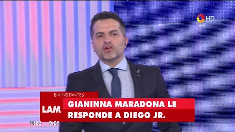 El tenso cruce de Gianinna Maradona con Diego Junior en vivo: "Vos tendrás otros dos hermanos, yo no"