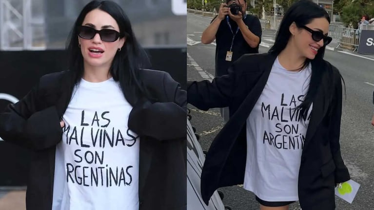 Lali Espósito lució una remera de “Las Malvinas son argentinas” en San Sebastián