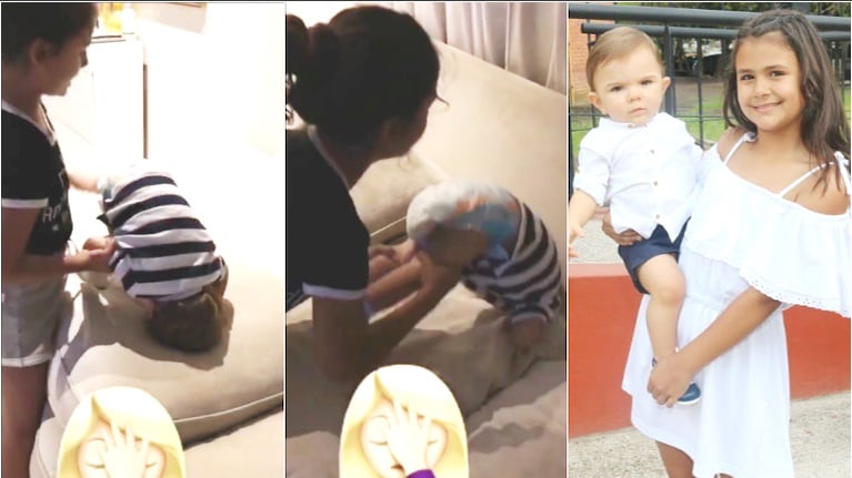 El tierno video de la hija de Amalia Granata enseñándole a dar la vuelta carnero a su hermanito