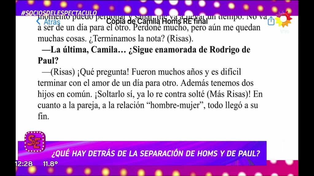 ¡Sincera! Camila Homs reveló si sigue enamorada de Rodrigo de Paul tras 12 años de amor