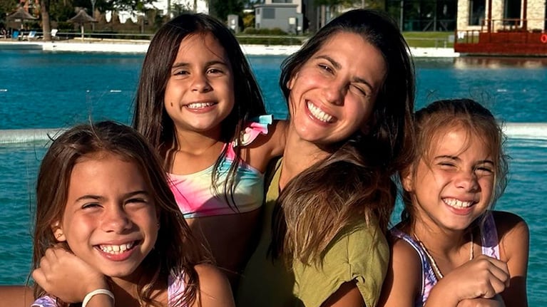 Cinthia Fernández llevó a sus hijas a teñirse el cabello a la peluquería y mostró el antes y el después