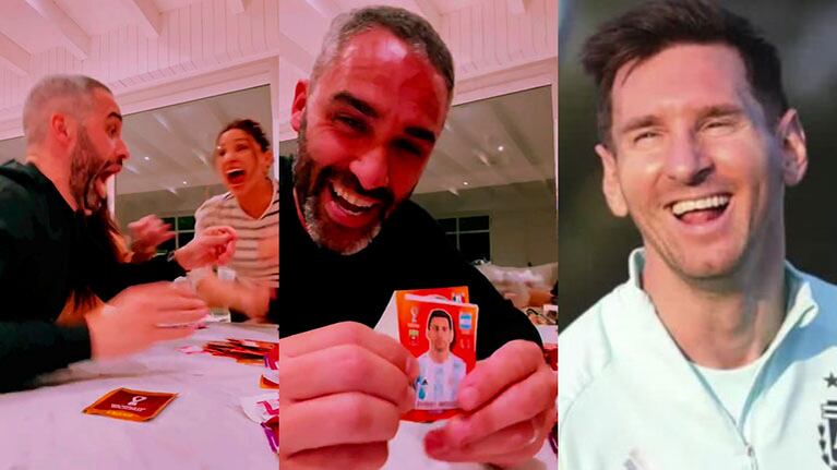 La eufórica reacción de Pollo Álvarez cuando le tocó la figurita de Lionel Messi y la respuesta del ídolo de la Selección
