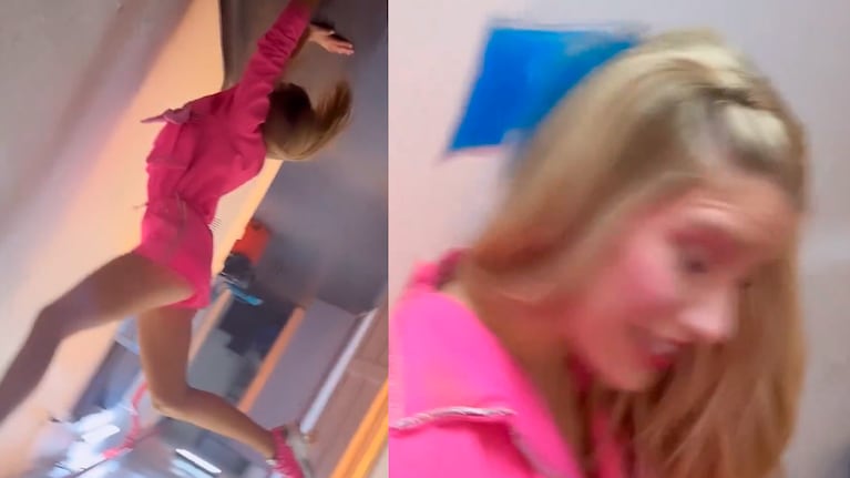 Video: Laurita Fernández quiso hacer un desafío viral pero se golpeó muy fuerte y rompió un baño