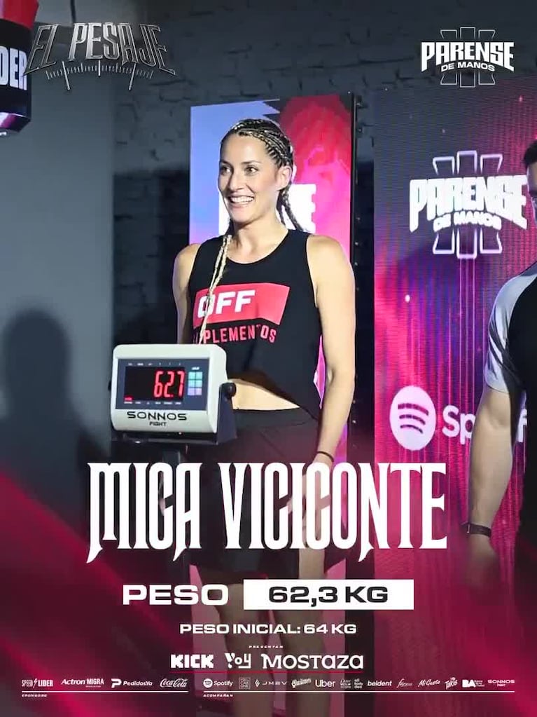 Párense de manos 3: el pesaje de Mica Viciconte