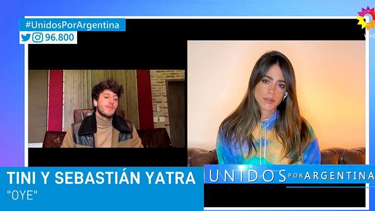 Tini Stoessel y Sebastián Yatra cantaron a "dúo" en Unidos por Argentina