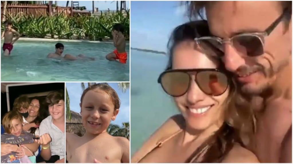 Las fotos y videos de las vacaciones de Pampita en México: diversión en el agua con sus hijos y mucho amor con García Moritán 