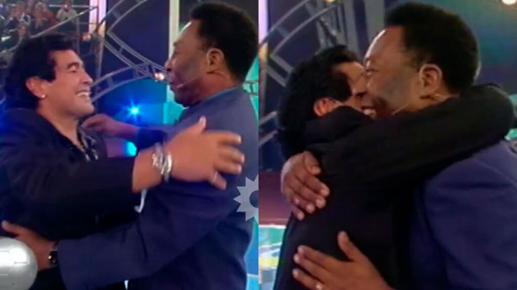 El abrazo de Diego Maradona y Pelé en La Noche del 10