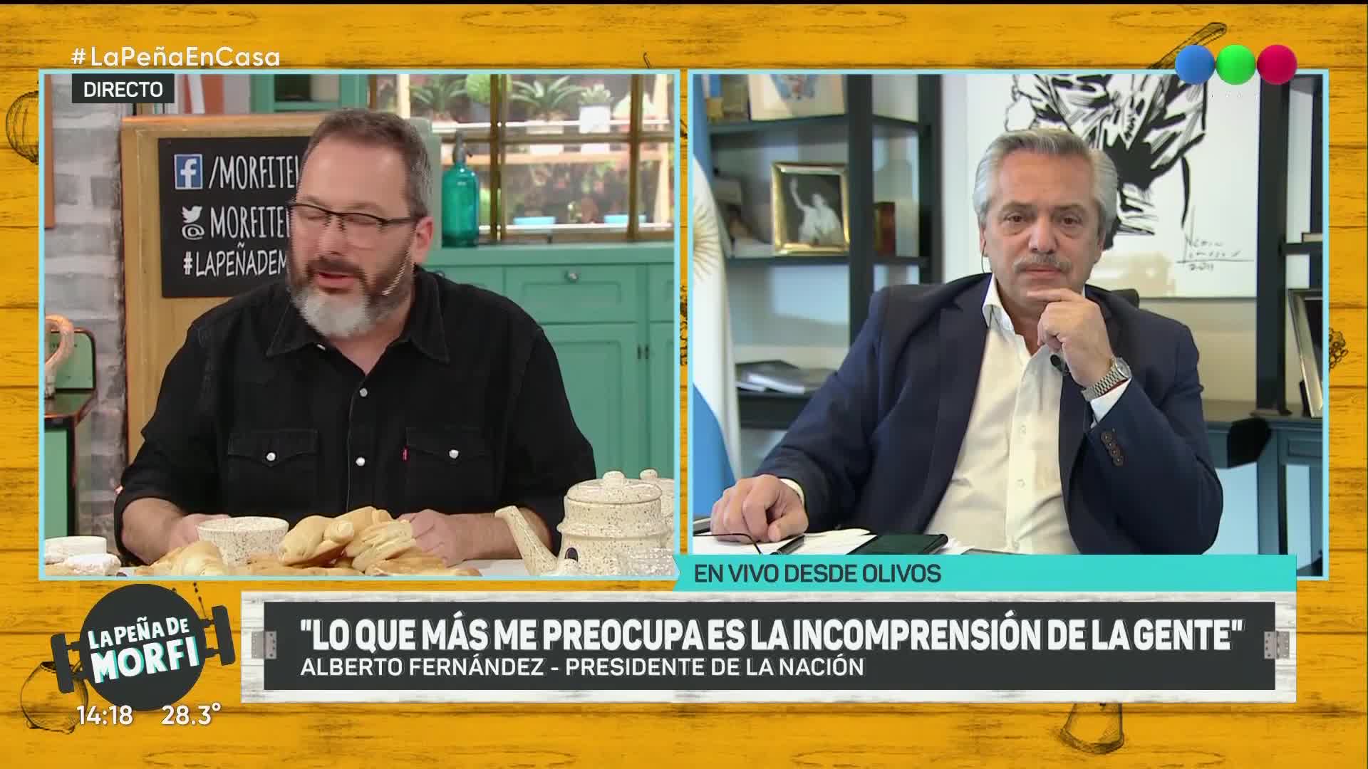 Alberto Fernández habló en La peña de Morfi tras anunciar la cuarentena obligatoria por el coronavirus: "No quisiera llegar al estado de sitio"