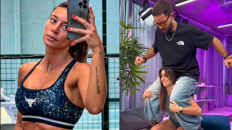 Sol Pérez hizo sentadillas con Lola Latorre y Agustín Sierra sentados en sus hombros: el sorprendente video