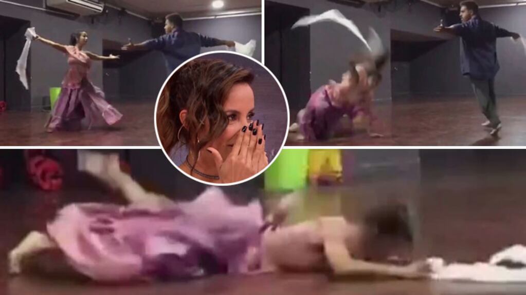 El video con el golpazo de Lourdes Sánchez en un ensayo del Bailando