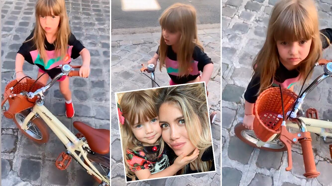 El divertido enojo de Isabella, la hija de Wanda, porque se cayó de la bicicleta: "Nadie me ayuda" 