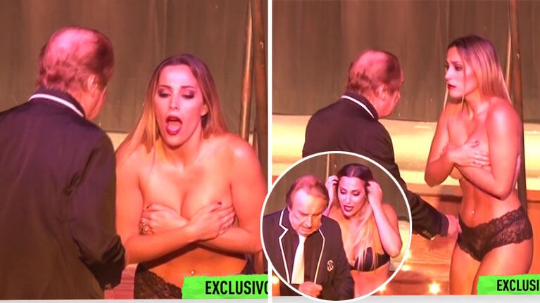 El polémico sketch de Santiago Bal con una vedette semidesnuda en medio de la platea