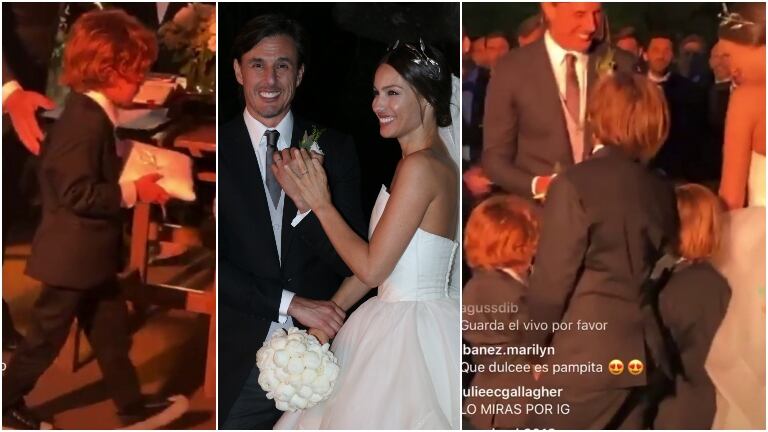 Benicio, el hijo menor de Pampita, encargado de llevar las alianzas en su boda con Roberto García Moritán