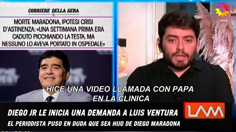 Diego Jr. habló de la muerte de Diego Maradona en la TV italiana: “Si hay culpables, que paguen; quiero la verdad”