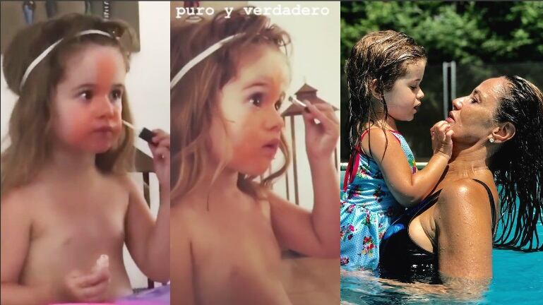 El tierno video de la hija de María Fernanda Callejón maquillándose sola