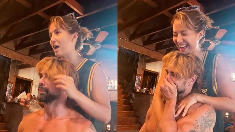 Flor Vigna se animó a cortarle el pelo a Luciano Castro 