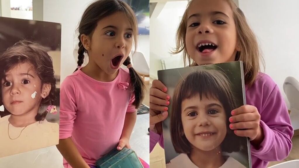 La divertida reacción de las hijas de Cinthia Fernández al ver sus fotos de la infancia