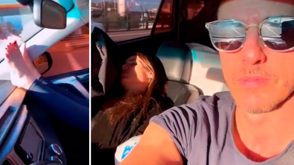 ¡Amor y humor! Roberto García Moritán mostró el lado menos glamoroso de Pampita: durmiendo en el auto y con los pies hinchados por el embarazo