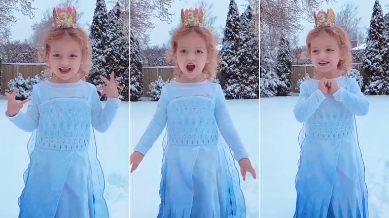 ¡Es una genia! El video de la hija menor de Evangelina Anderson y Martín Demichelis bailando Frozen en la nieve